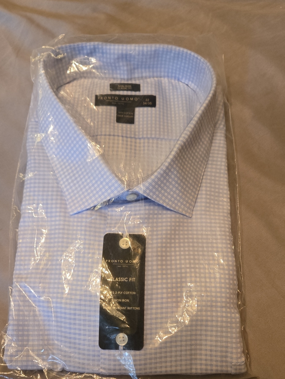 Pronto Uomo Light Blue Micro-Check Dress Shirt